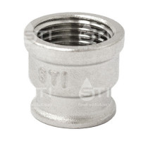 Муфта 20 х 15 3/4" x 1/2" латунная переходная внутренняя резьба никелированная